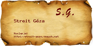 Streit Géza névjegykártya